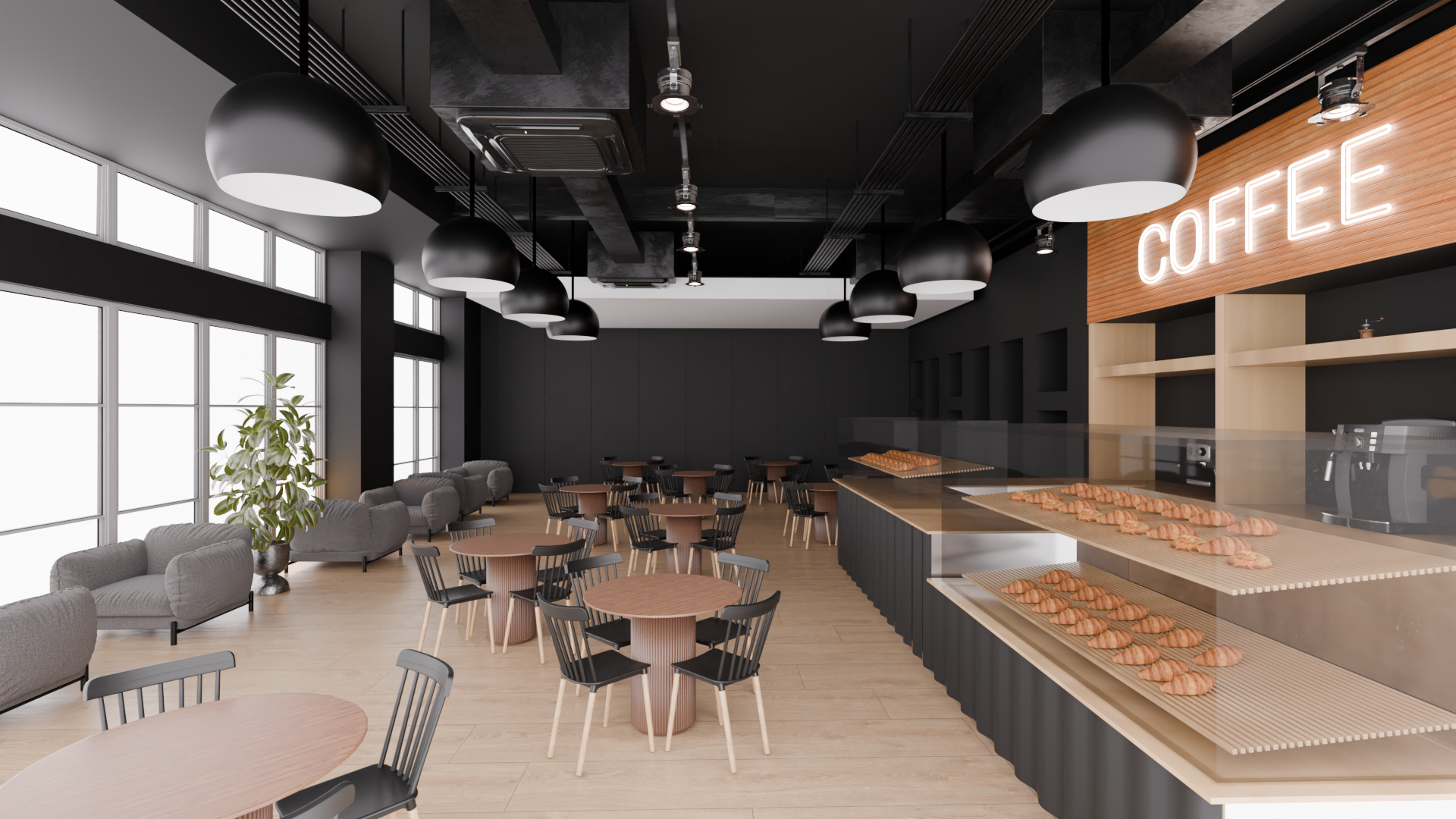 Intérieur restaurant cafétéria